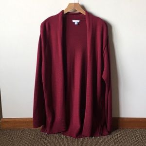 J. Jill Open-Front Cardigan in Deep Burgundy
